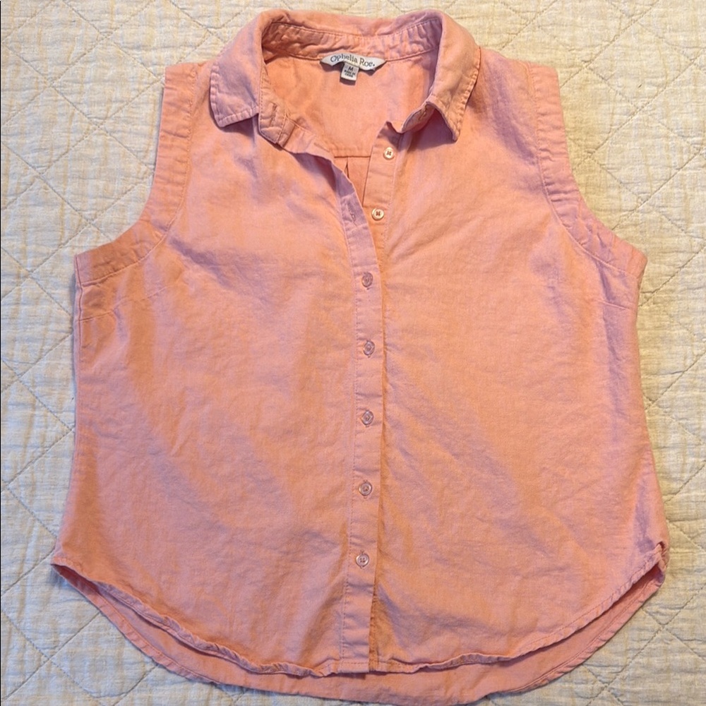 Peach linen sleeveless top